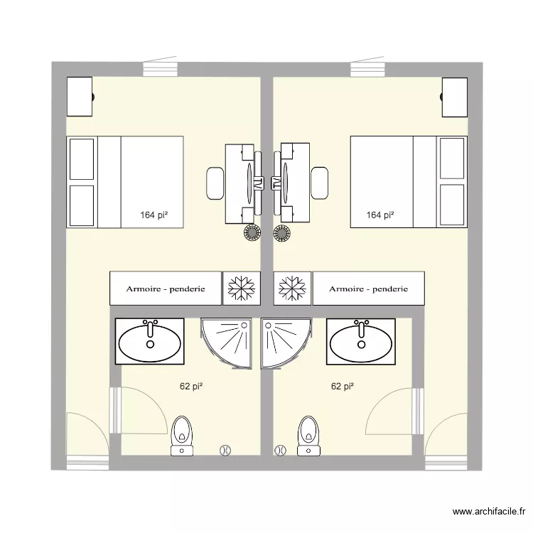 Chambre hotel simple. Plan de Chambre hotel simple. Plan de