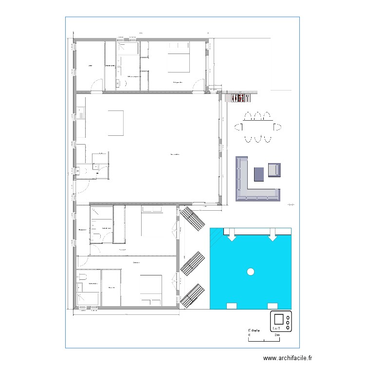 piscine et terrasse couverte. Plan de 0 pièce et 0 m2