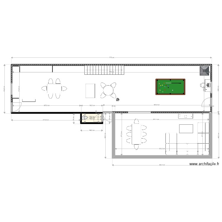 RDC. Plan de 1 pièce et 1 m2