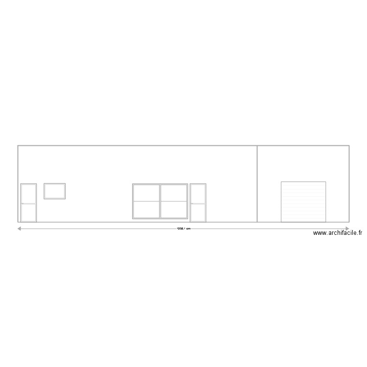 Façade salle. Plan de 2 pièces et 79 m2