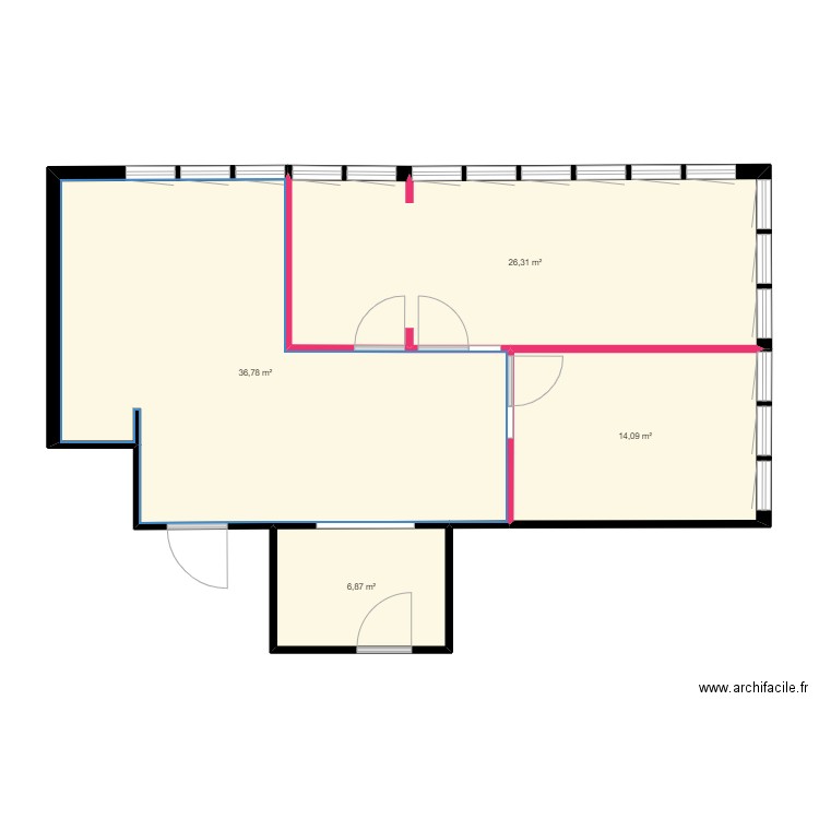 bureau seb. Plan de 4 pièces et 84 m2