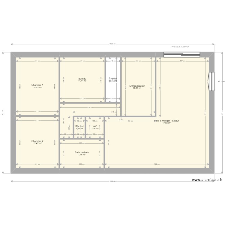 DUMAS-1. Plan de 9 pièces et 117 m2