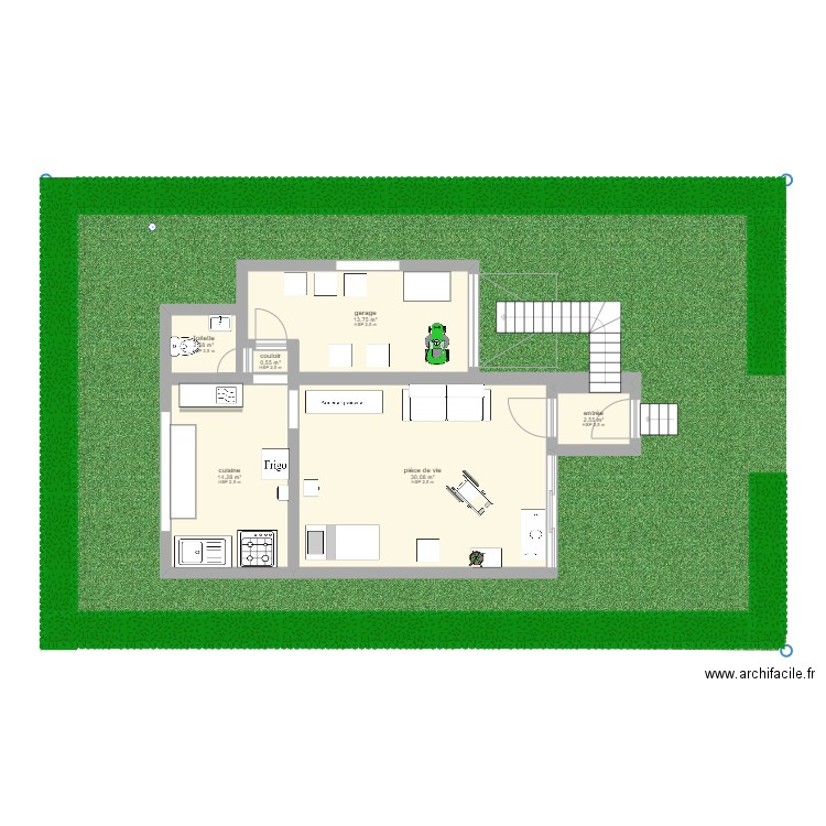 Maison Dossier E33. Plan de 6 pièces et 64 m2