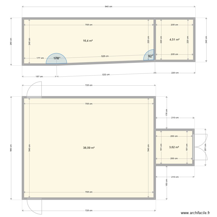 salle cinema . Plan de 4 pièces et 63 m2