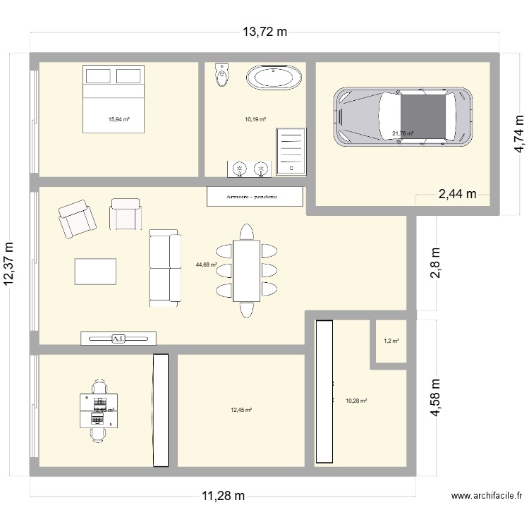 projet 8. Plan de 8 pièces et 129 m2