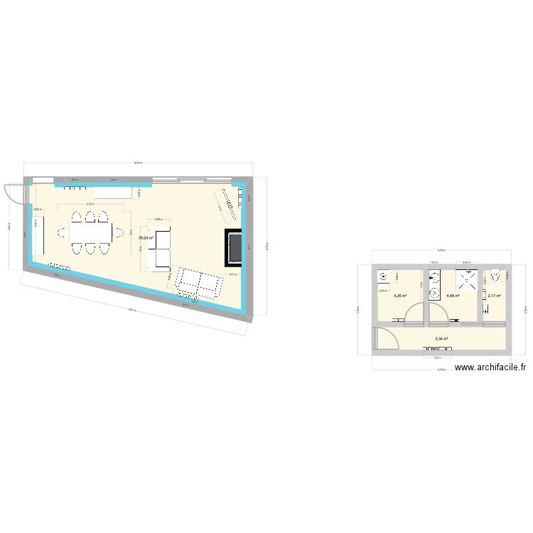 natacha. Plan de 5 pièces et 55 m2