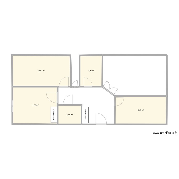 chaptal. Plan de 5 pièces et 40 m2