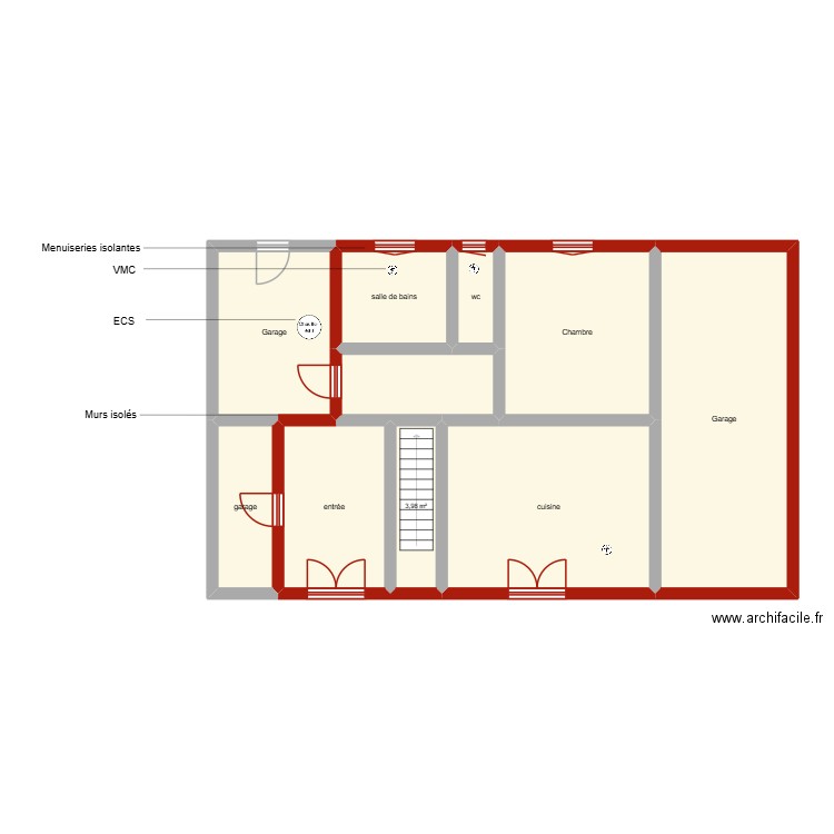 CHANTEGREILH Robert étape 2 rdc. Plan de 10 pièces et 103 m2