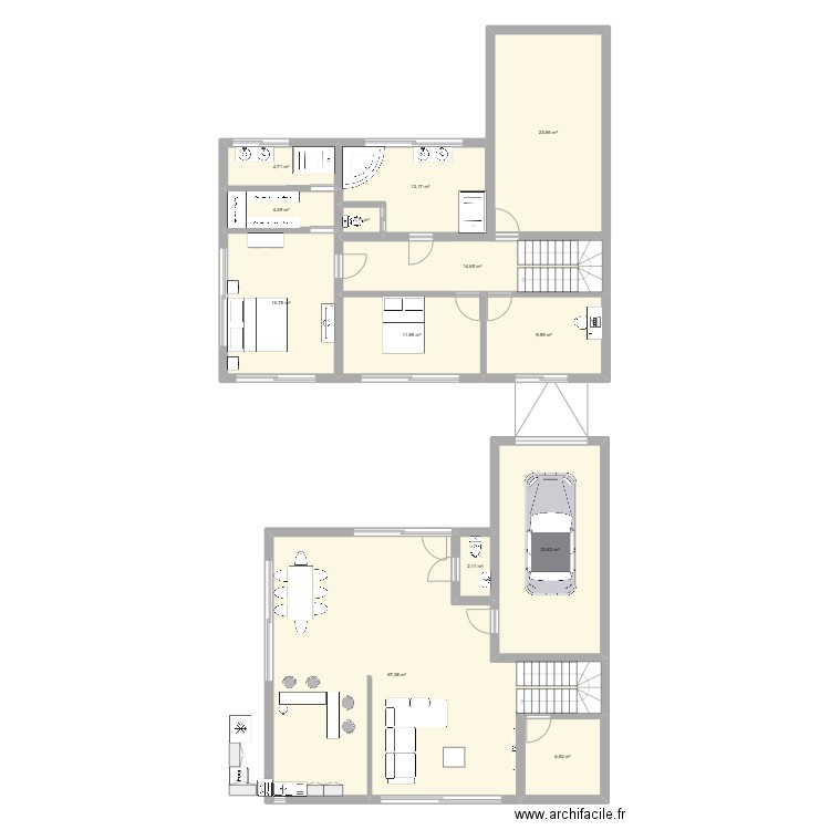 Maison L. Plan de 13 pièces et 199 m2