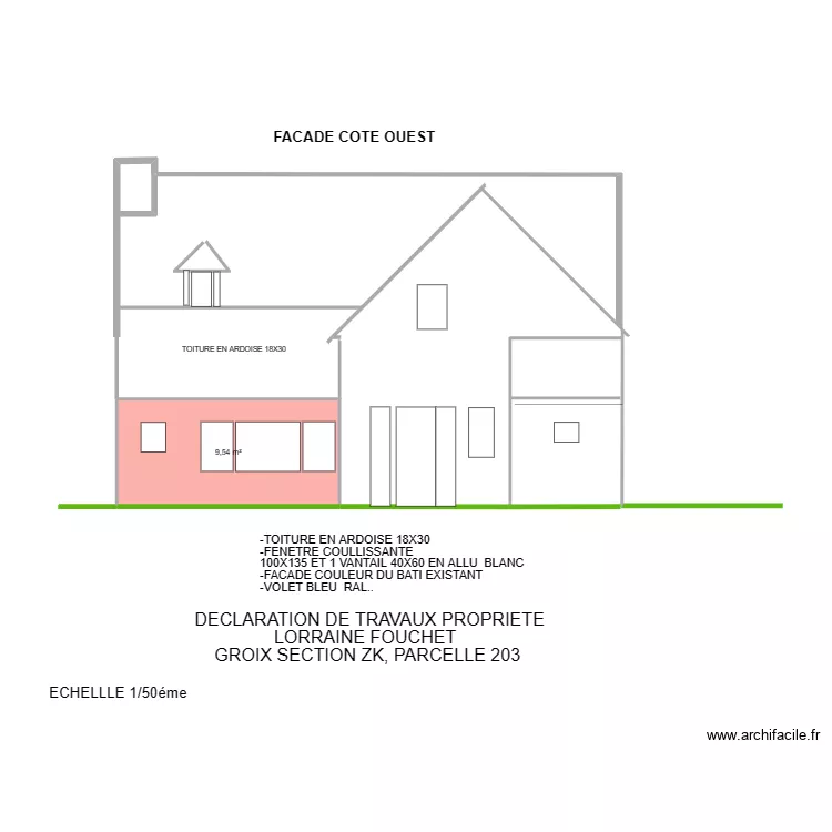FACADE MAISON. Plan de 