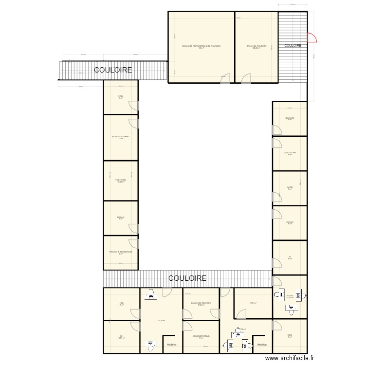 Open space V5. Plan de 21 pièces et 258 m2