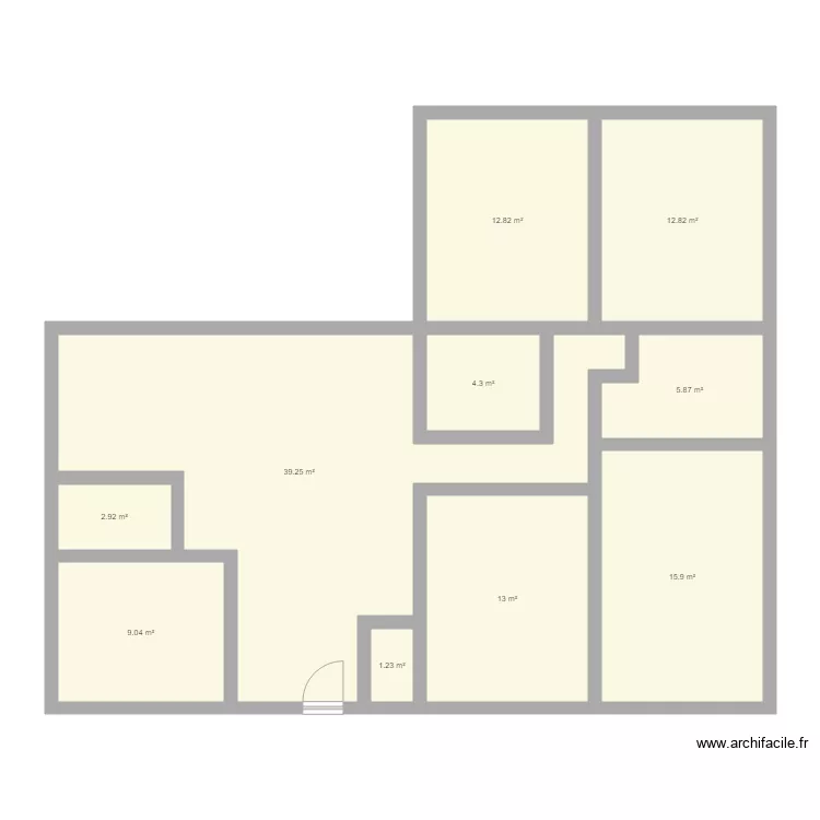 plan 4 chambre en L. Plan de 