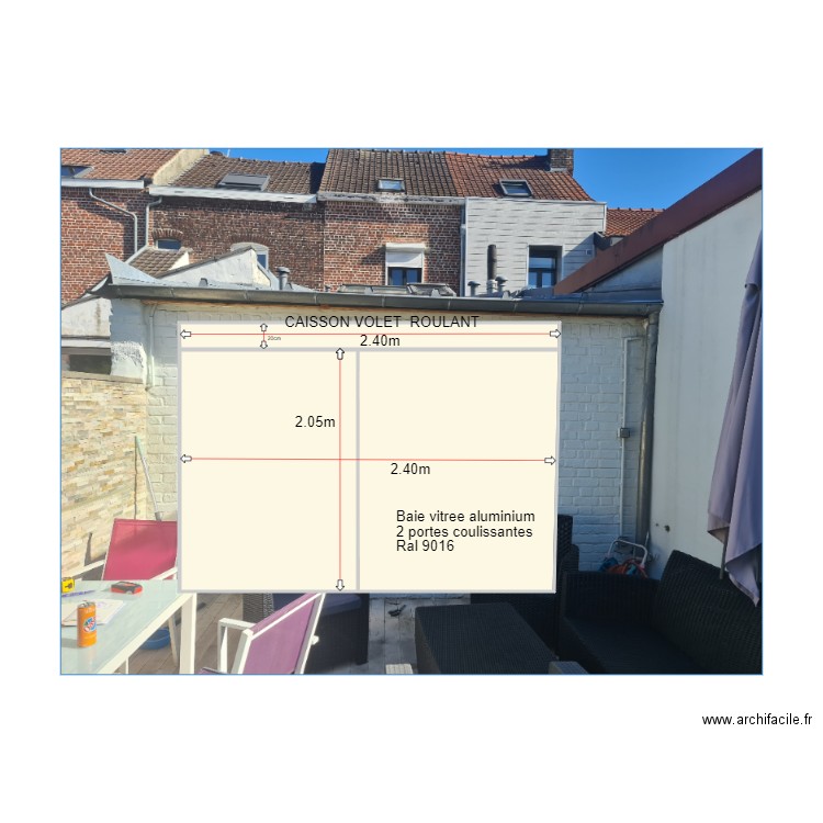 FACADE ARRIERE PROJET. Plan de 3 pièces et 27 m2