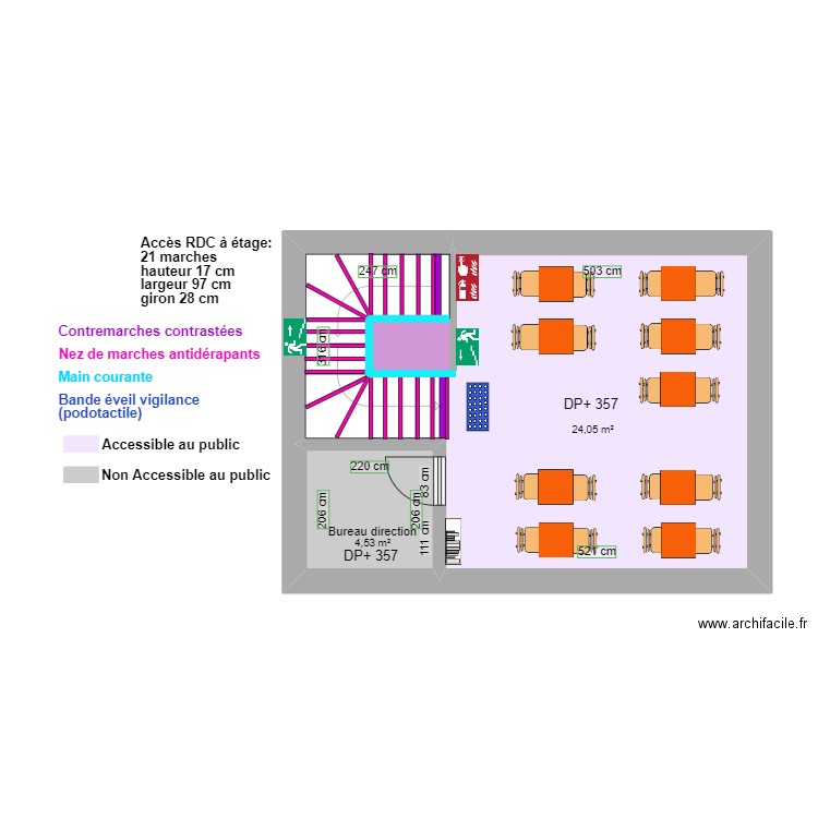 BAB ETAGE APRES TRAVAUX. Plan de 4 pièces et 51 m2