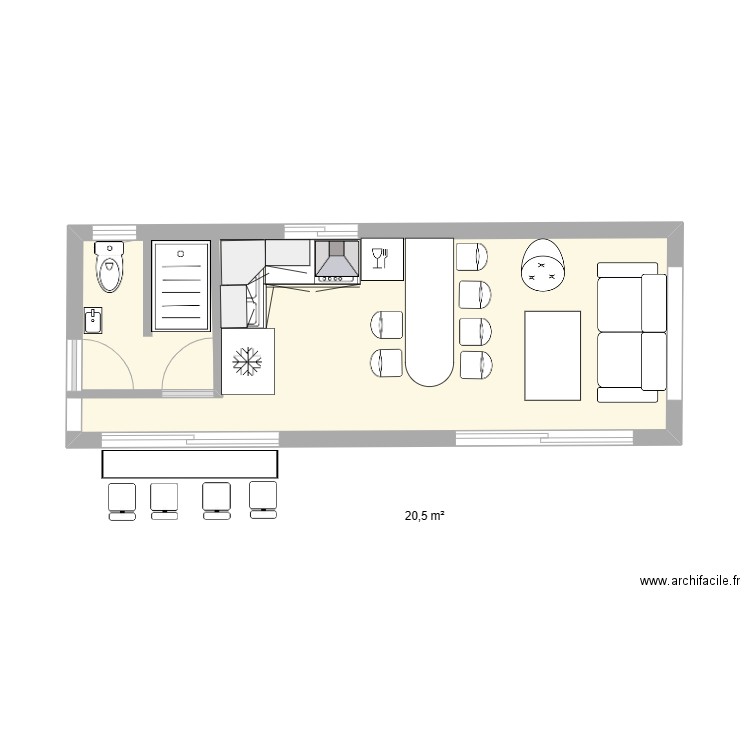 MICHEL POOL HOUSE 8,30 X 3 = 24,90 M2 (25). Plan de 1 pièce et 21 m2