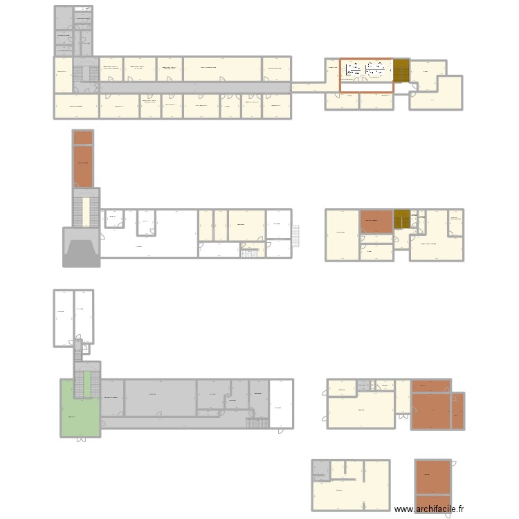 bureau modulaire r+2. Plan de 80 pièces et 1835 m2