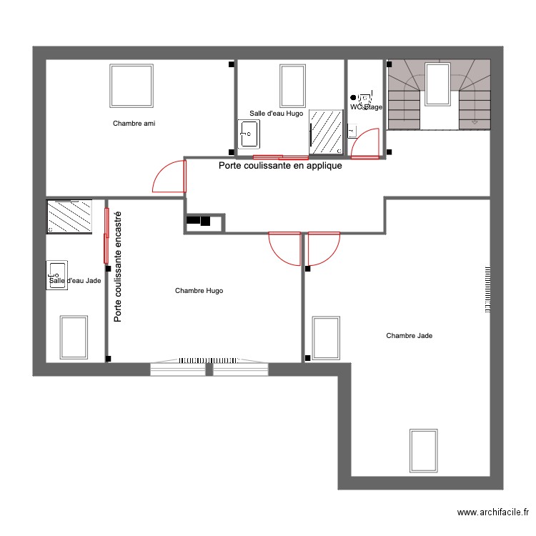 Etage porte. Plan de 0 pièce et 0 m2