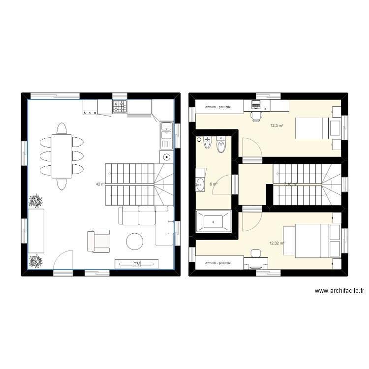 Duplex 42mts2. Plan de 0 pièce et 0 m2