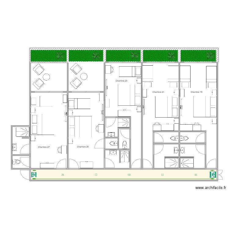 Hotel Les Géraniums. Plan de 23 pièces et 169 m2