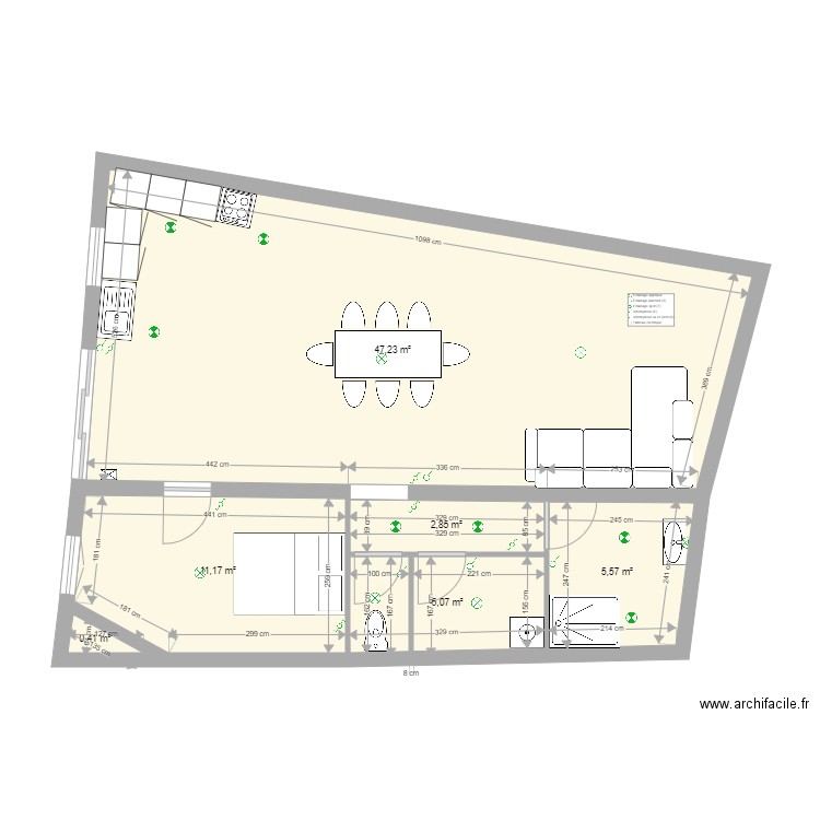 seb app1 lumiere . Plan de 6 pièces et 72 m2