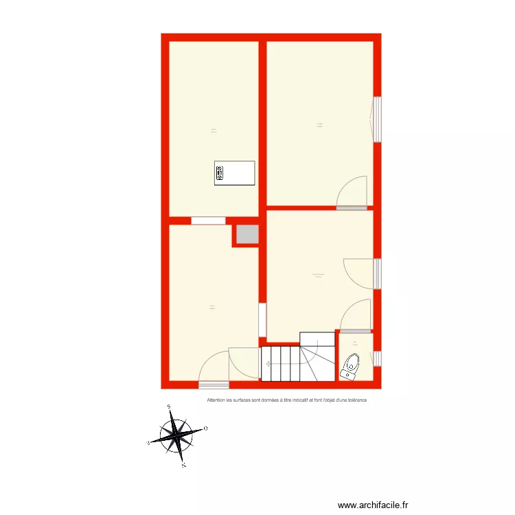 BI 3678 rdc non c&ocirc;t&eacute;. Plan de 