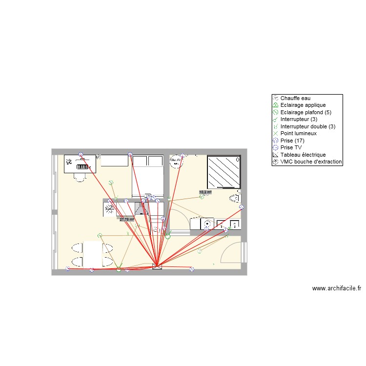 STI2D4 handicapé. Plan de 2 pièces et 38 m2