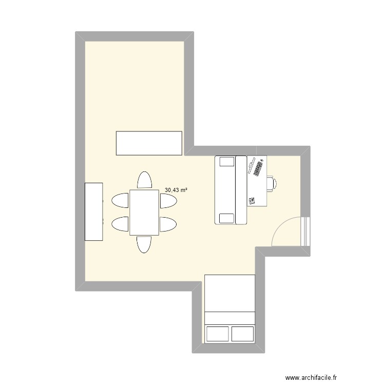 appt. Plan de 1 pièce et 30 m2