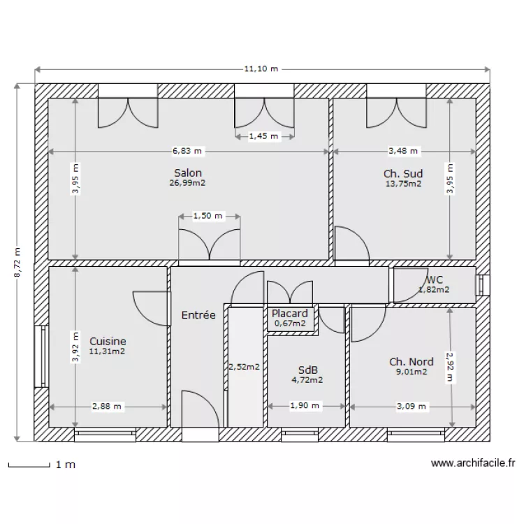 Cornouaille-RdC avec cotations. Plan de 