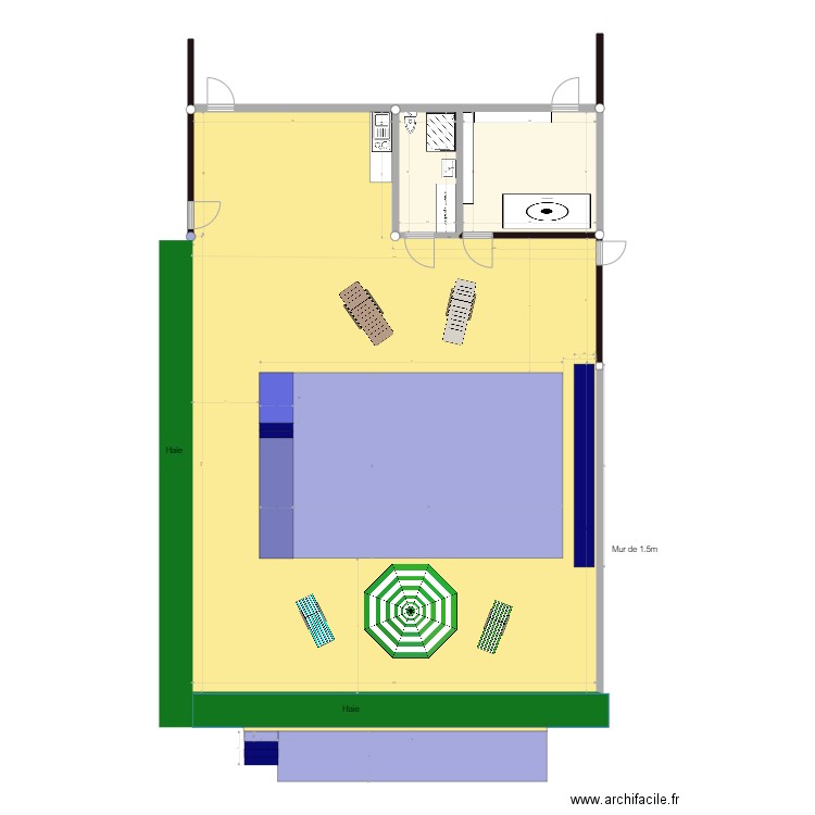 Piscine La Plaine - vue de dessus V3. Plan de 3 pièces et 205 m2