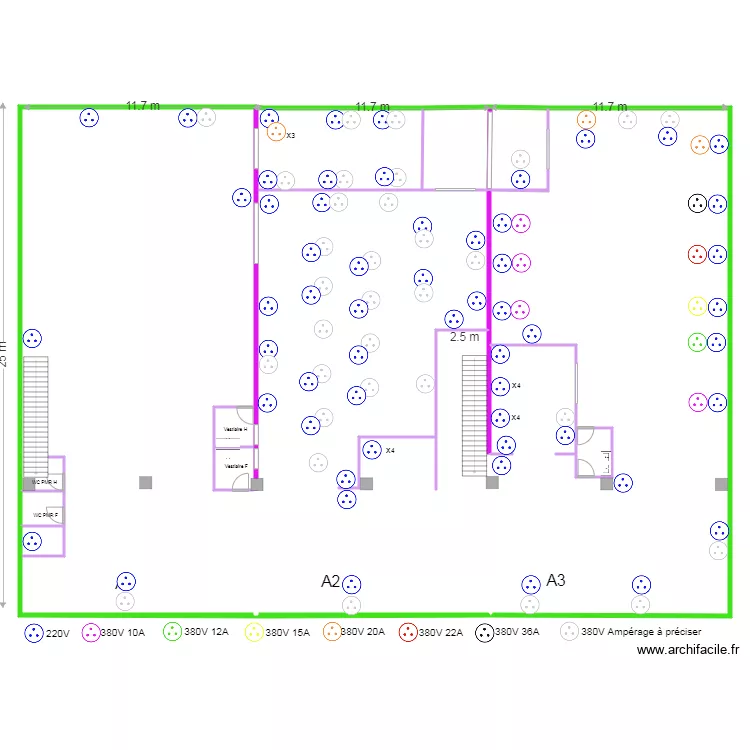 USINE courant fort. Plan de 