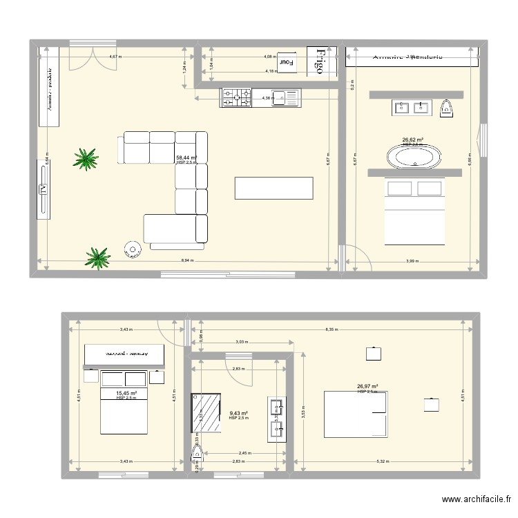 Maison. Plan de 5 pièces et 137 m2