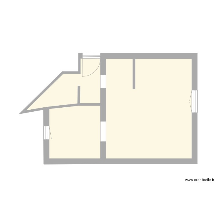 14 Sidi Brahim ex loge nu. Plan de 3 pièces et 26 m2