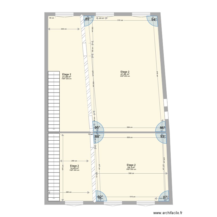 Etage 2 IDR Boutiers. Plan de 4 pièces et 102 m2