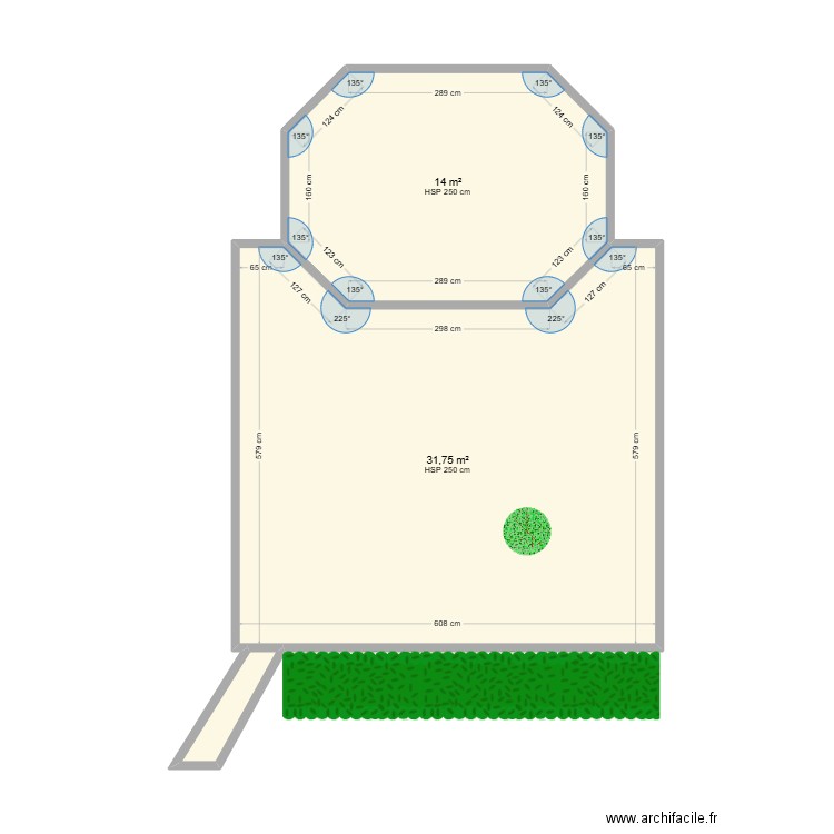 lilas new sous sol. Plan de 3 pièces et 46 m2