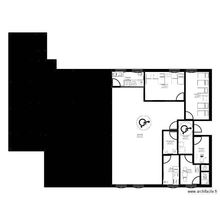 Mareuil les Meaux Projet black jr. Plan de 22 pièces et 226 m2