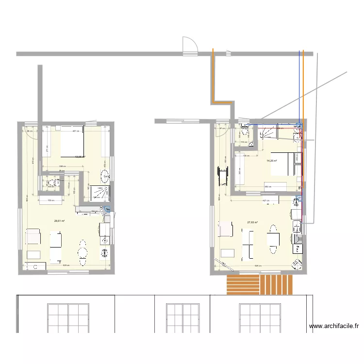 Extension 45 m2 bis. Plan de Extension 45 m2 bis. Plan de