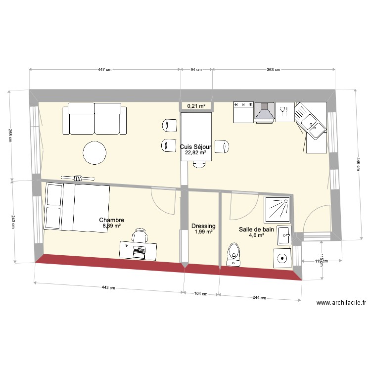 Dutreix Proj1. Plan de 5 pièces et 39 m2