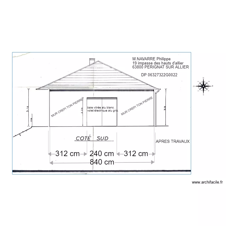 PERIGNAT façade sur avant travaux 1. Plan de PERIGNAT façade sur avant travaux 1. Plan de