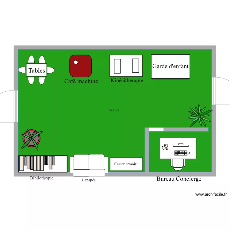 Conciergerie de l'entreprise. Plan de 