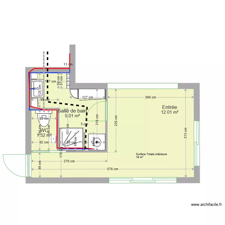 Salle de Bains Extension 5 et Plomberie. Plan de 