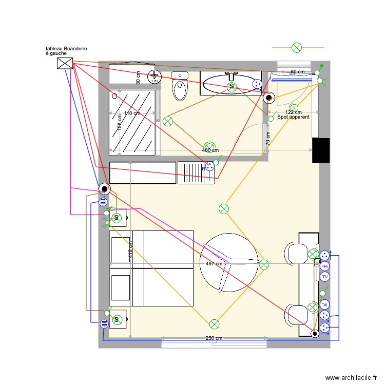 chambre C façade Etage 1 2 élec du 22 02 20. Plan de 0 pièce et 0 m2