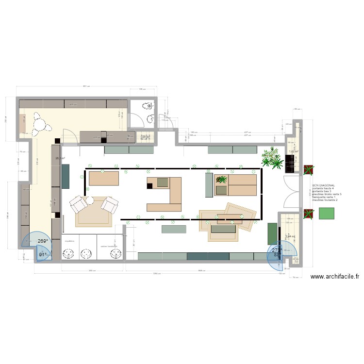 SKFK MARSEILLE . Plan de 4 pièces et 33 m2