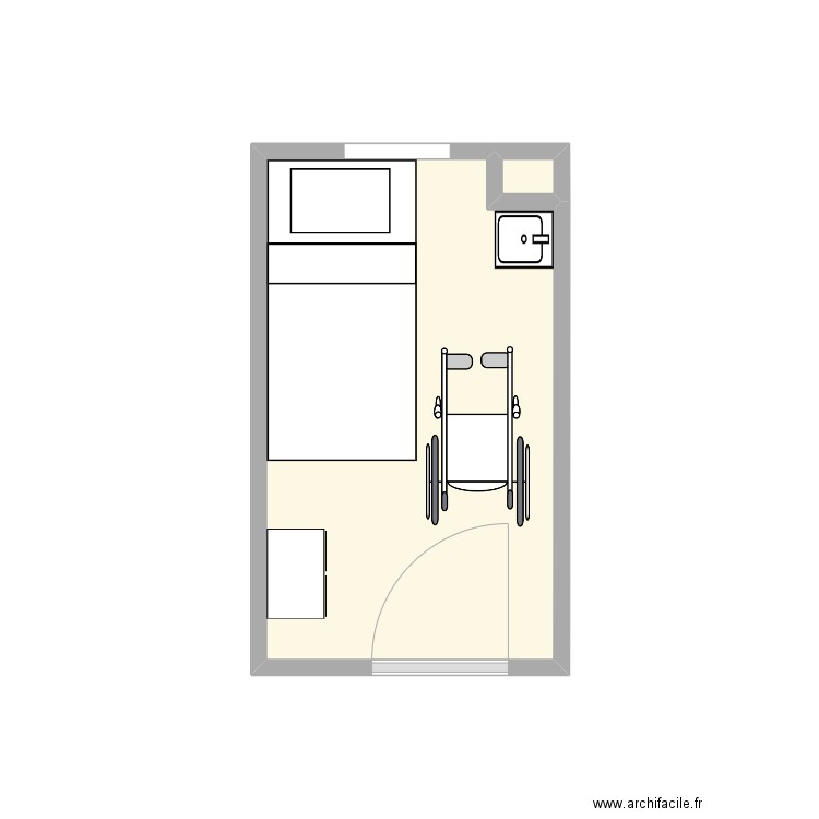 ELMoumene_chambre. Plan de 2 pièces et 6 m2