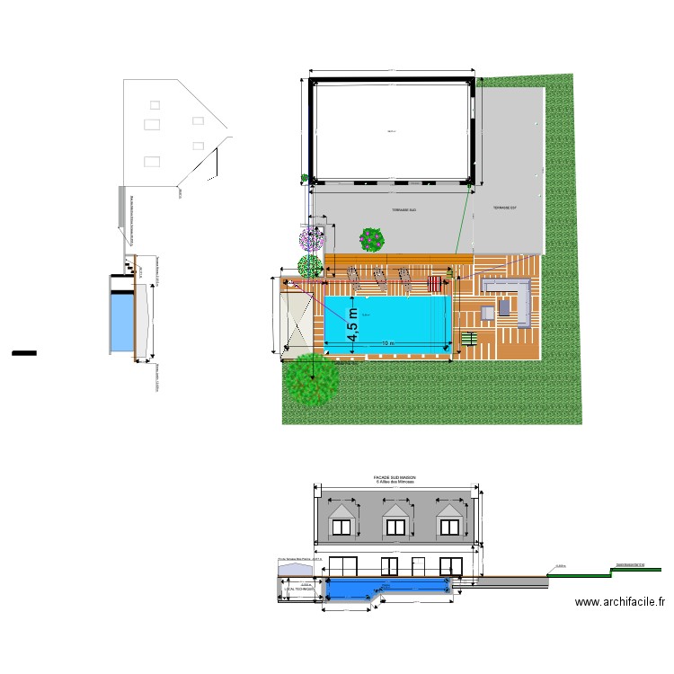 Plan Terrasse Maison Kerbiz. Plan de 9 pièces et 348 m2