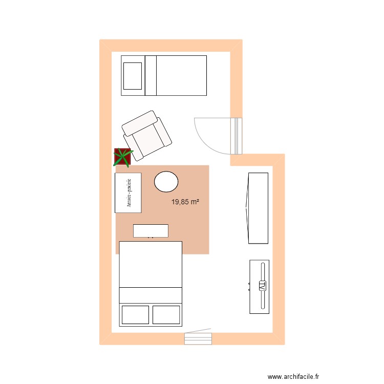 chambre soui. Plan de 1 pièce et 20 m2