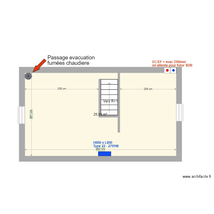 DESCARIMMO combles. Plan de 1 pièce et 26 m2