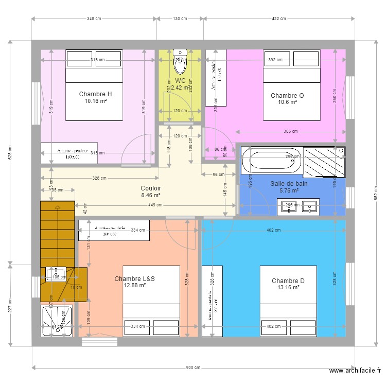 Maison Laeti Seb DOH 34 1erEtage v3. Plan de 0 pièce et 0 m2