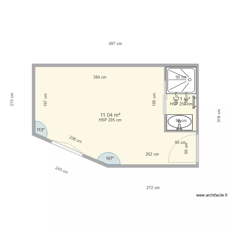 SALLE DE DOUCHE MONTAROU A. Plan de 
