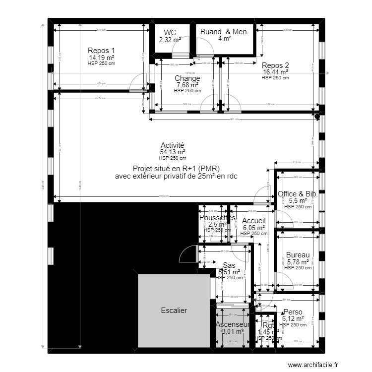 78 VIROFLAY 197 Leclerc PROJET PMI V ArL 03082022 ss loc . Plan de 16 pièces et 181 m2