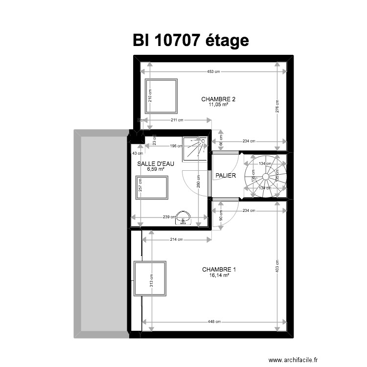 BI 10707. Plan de 17 pièces et 104 m2